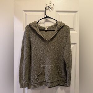 L.L.Bean Olive-Tone Knit V-Neck Sweatshirt